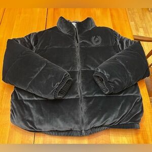 Limited Ed. Victoria's Secret PINK Black Crop Rib Velour Puffer Jacket Size XXL